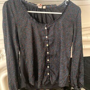 Dolan Blue Cheetah Print Blouse
